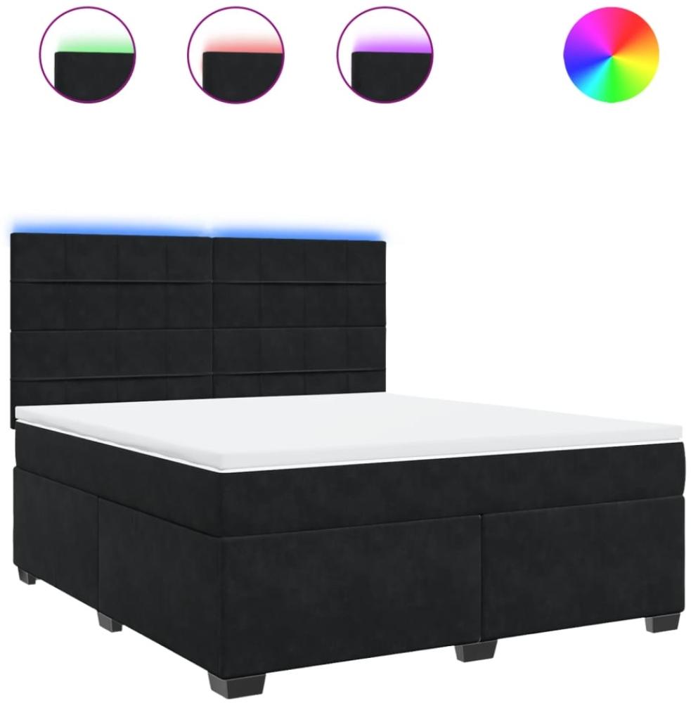 vidaXL Boxspringbett mit Matratze Schwarz 180x200 cm Samt 3293280 Bild 1