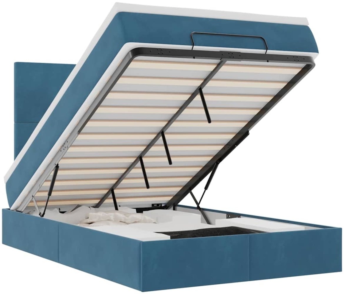 vidaXL Ottoman-Bett mit Matratzen & LEDs Dunkelblau 120x190 cm Samt 3314238 Bild 1