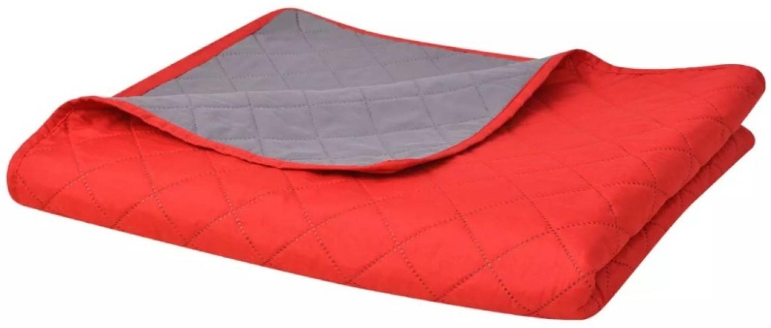 vidaXL Zweiseitige Tagesdecke Gesteppt Rot und Grau 230x260 cm 131557 Bild 1