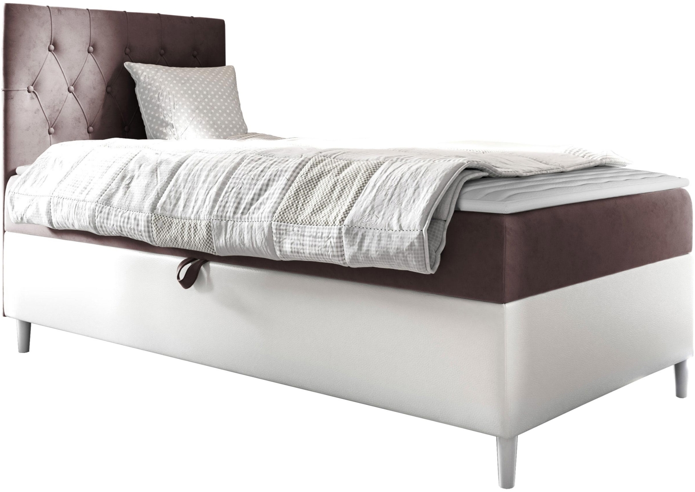 Boxspringbett 'Lenda Junior 1', rosa, 90x200 cm, Links Bild 1