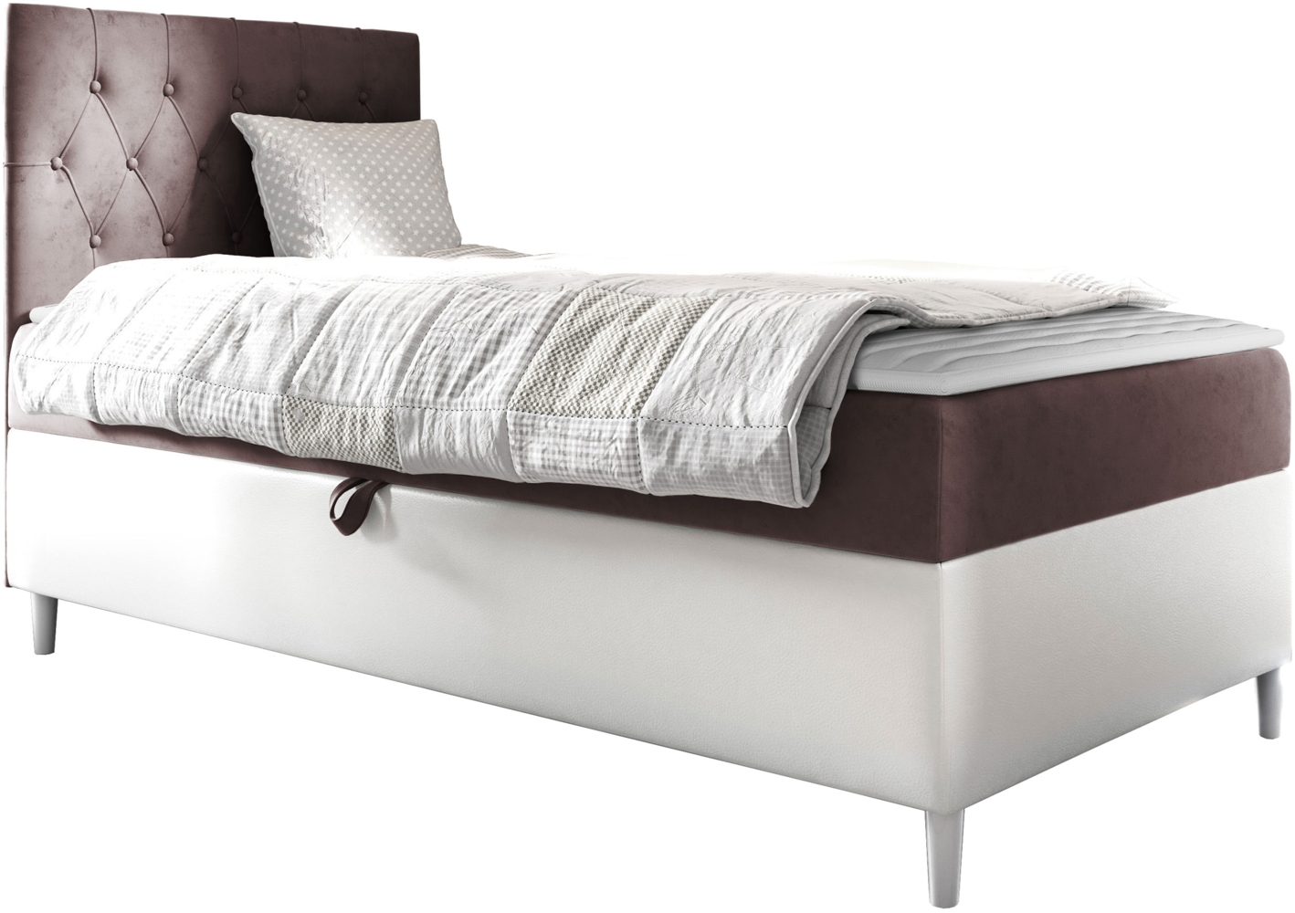 Boxspringbett 'Lenda Junior 1', rosa, 90 x 200 cm, Links Bild 1