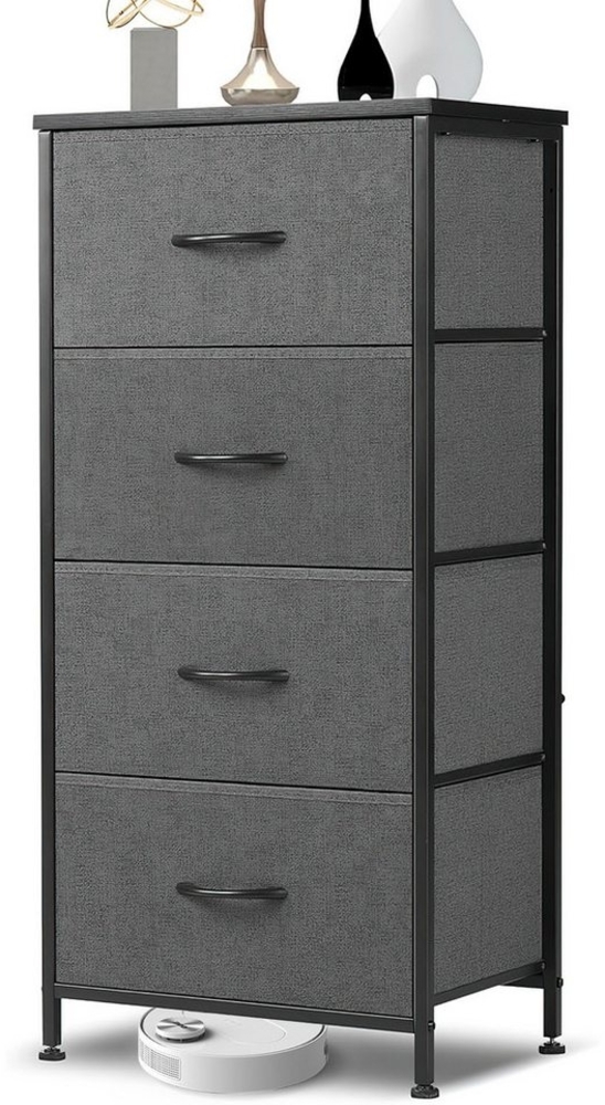 SURFOU Tresenkommode Kommode mit 4 Schubladen Sideboard Mehrzweckschrank Schubladenschrank (für Schlafzimmer, Wohnzimmer, Kinderzimmer, Flur, Aufbewahrungsschrank), mit Metallgestell Schubladen aus Stoff Bild 1