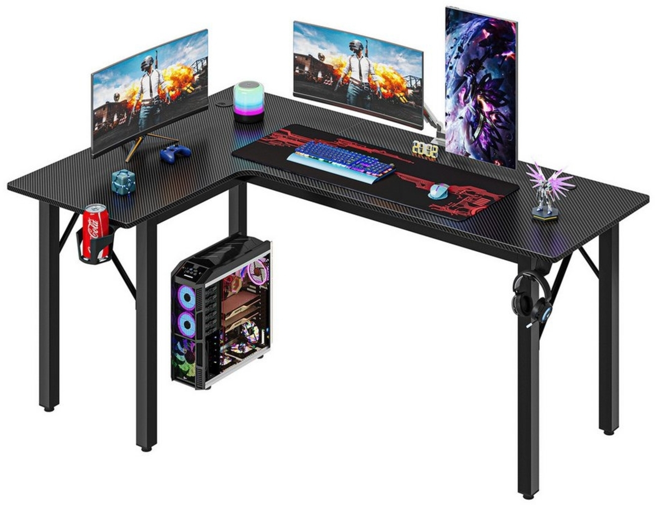 OUNUO Eckschreibtisch Gaming Tisch L-Form 145cm Schreibtisch Computertisch Bild 1