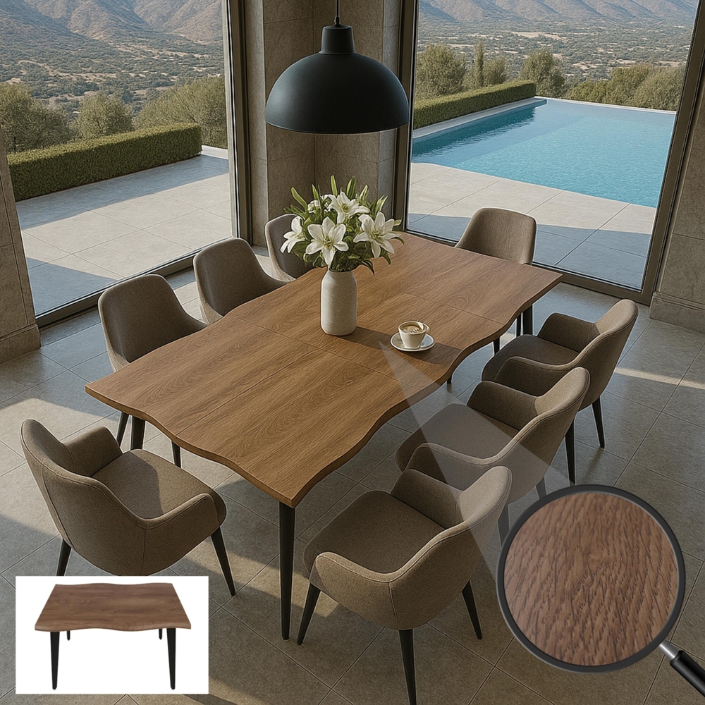 Esszimmertisch HWC-O60, Ausziehtisch Esstisch, Eisen MDF ausziehbar 120-180cm ~ helle Eiche-Optik Bild 1