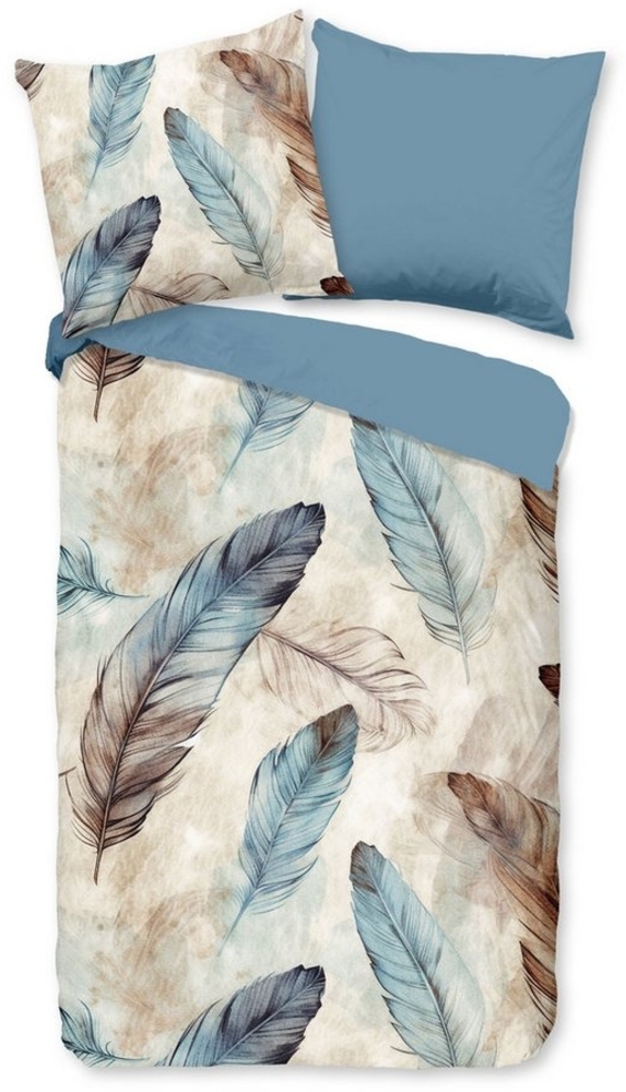 good morning Bettwäsche Baumwolle, Renforcé, 2 teilig, Federn, blau, braun Bild 1