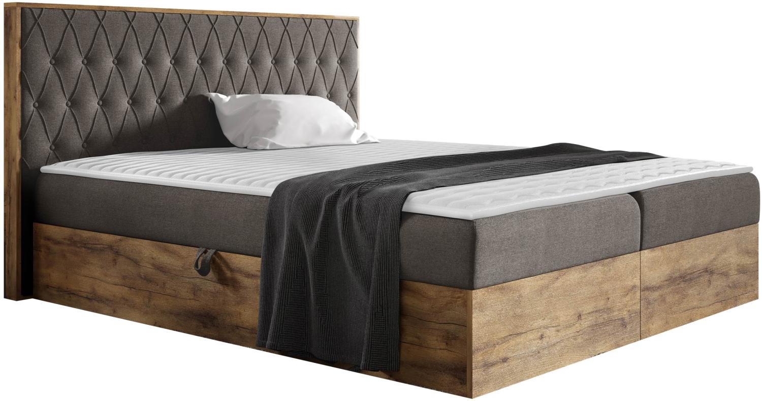 Boxspringbett Worik VI, Dunkelgrau, 140 x 200 cm Bild 1