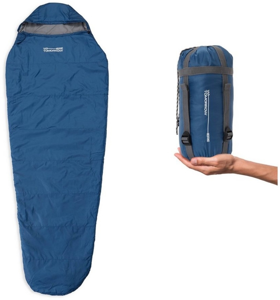 Lumaland Mumienschlafsack Where Tomorrow Camping Schlafsack 220x80x50, wasserabweisend Wärmekragen im Schulterbereich Camping Outdoor -5°C Bild 1