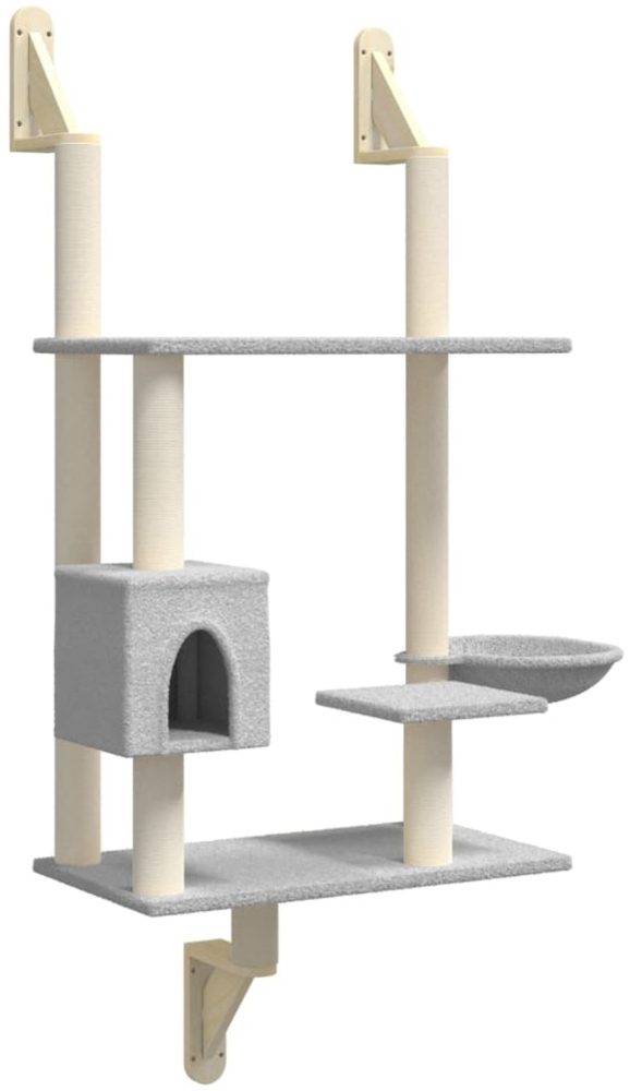 vidaXL Kratzbaum mit Kratzsäule Wandmontage Hellgrau 153 cm 172405 Bild 1