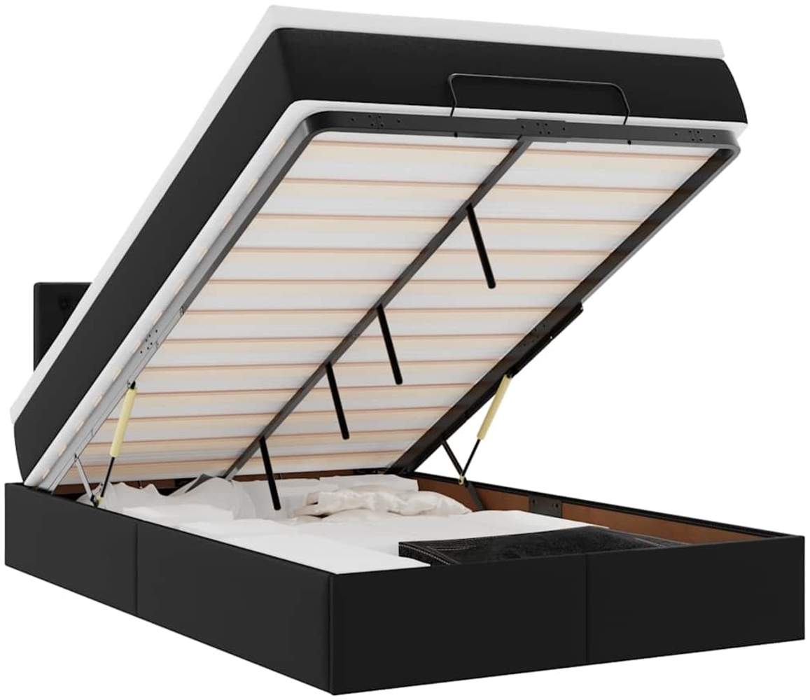 vidaXL Ottoman-Bett mit Matratzen & LEDs Schwarz 120x190cm Kunstleder 3312142 Bild 1