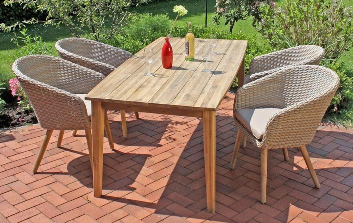 Garten-Essgruppe >Visalia< (BxHxT: 180x75x90 cm) in braun - 180x75x90 (BxHxT) Bild 1