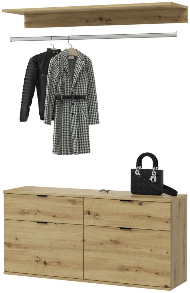 Garderobe Set Line-Up in Eiche 121 cm Bild 1