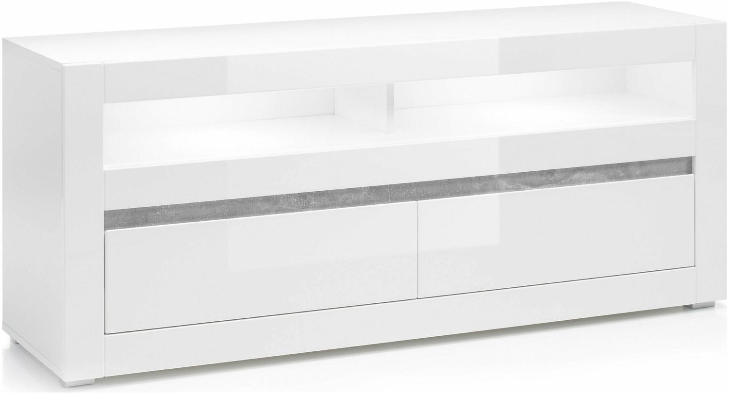 Stylefy Edelstein Lowboard Weiß Matt | Weiß Hochglanz Bild 1
