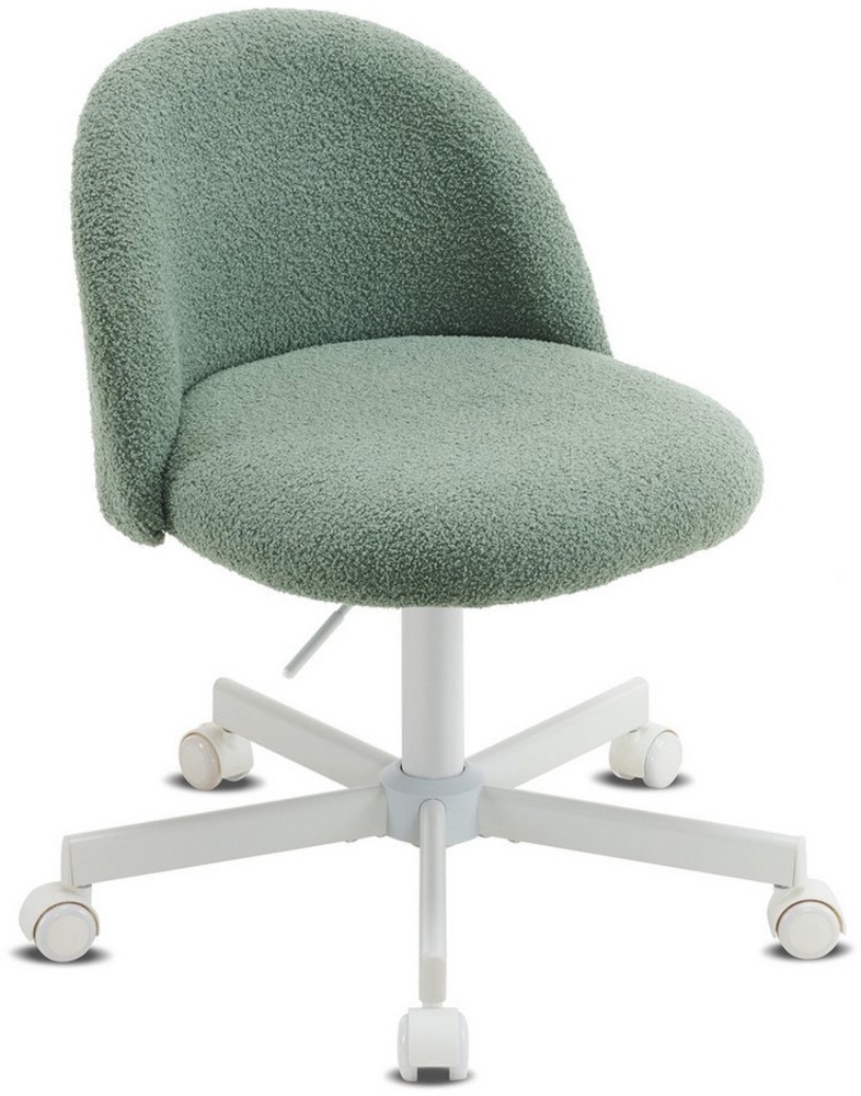 VINGLI Bürostuhl mit Rollen, Schminktisch Stuhl, Höhenverstellbar, Teddystoff Bild 1