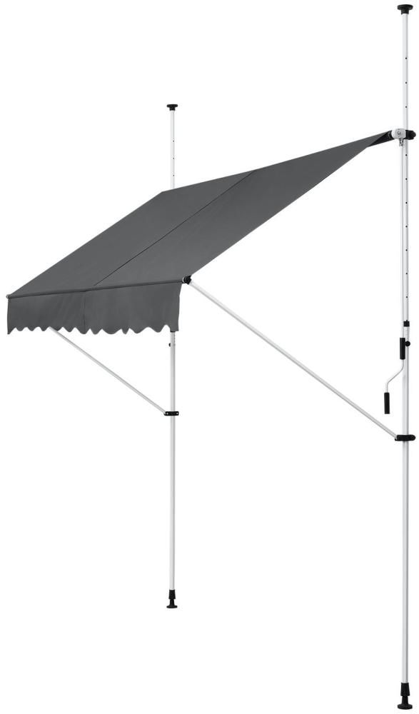 Juskys Klemmmarkise 300x120 cm mit Handkurbel - Markise ohne Bohren - höhenverstellbar, UV-beständig & wasserabweisend - Balkonmarkise Balkon grau Bild 1