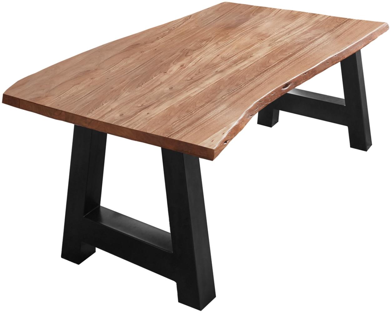 Vollholz Esstisch »Athen« im Landhausstil Baumkante Akazie Natur 120x80 schwarz 525011 Bild 1