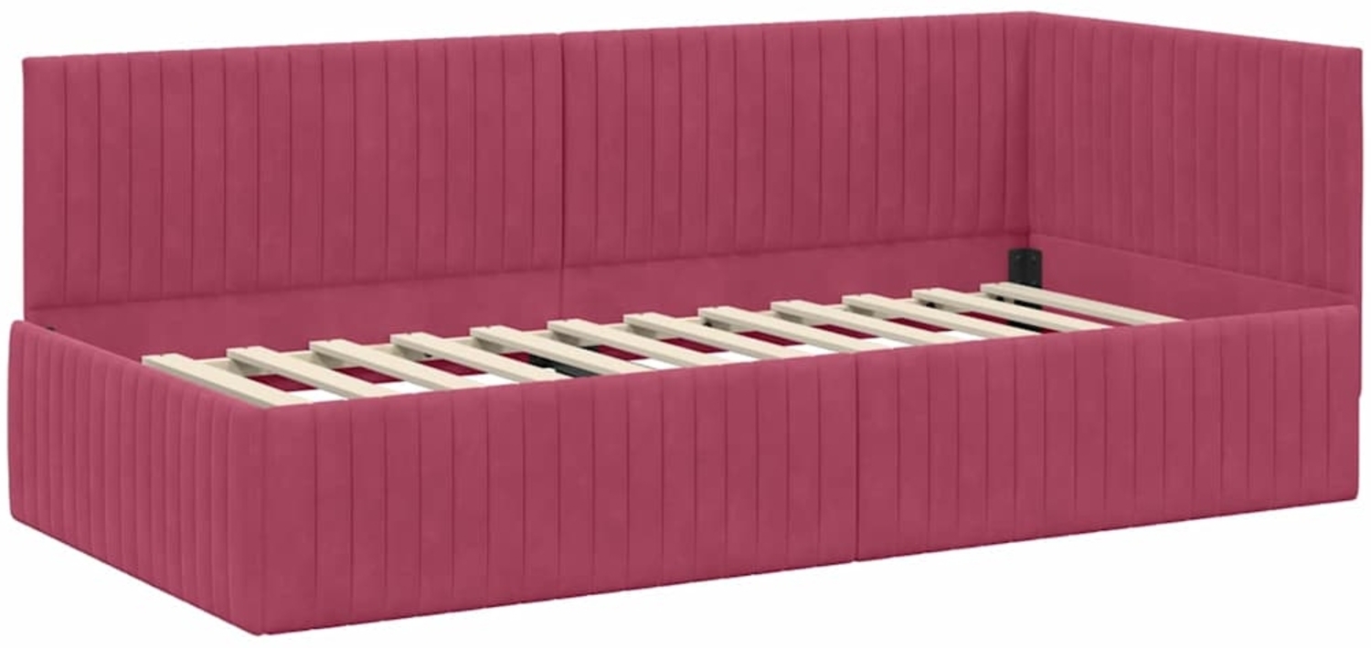 vidaXL Eckbettgestell mit Kopfteil Weinrot 90 cm x 200 cm Stoff 42016270 Bild 1