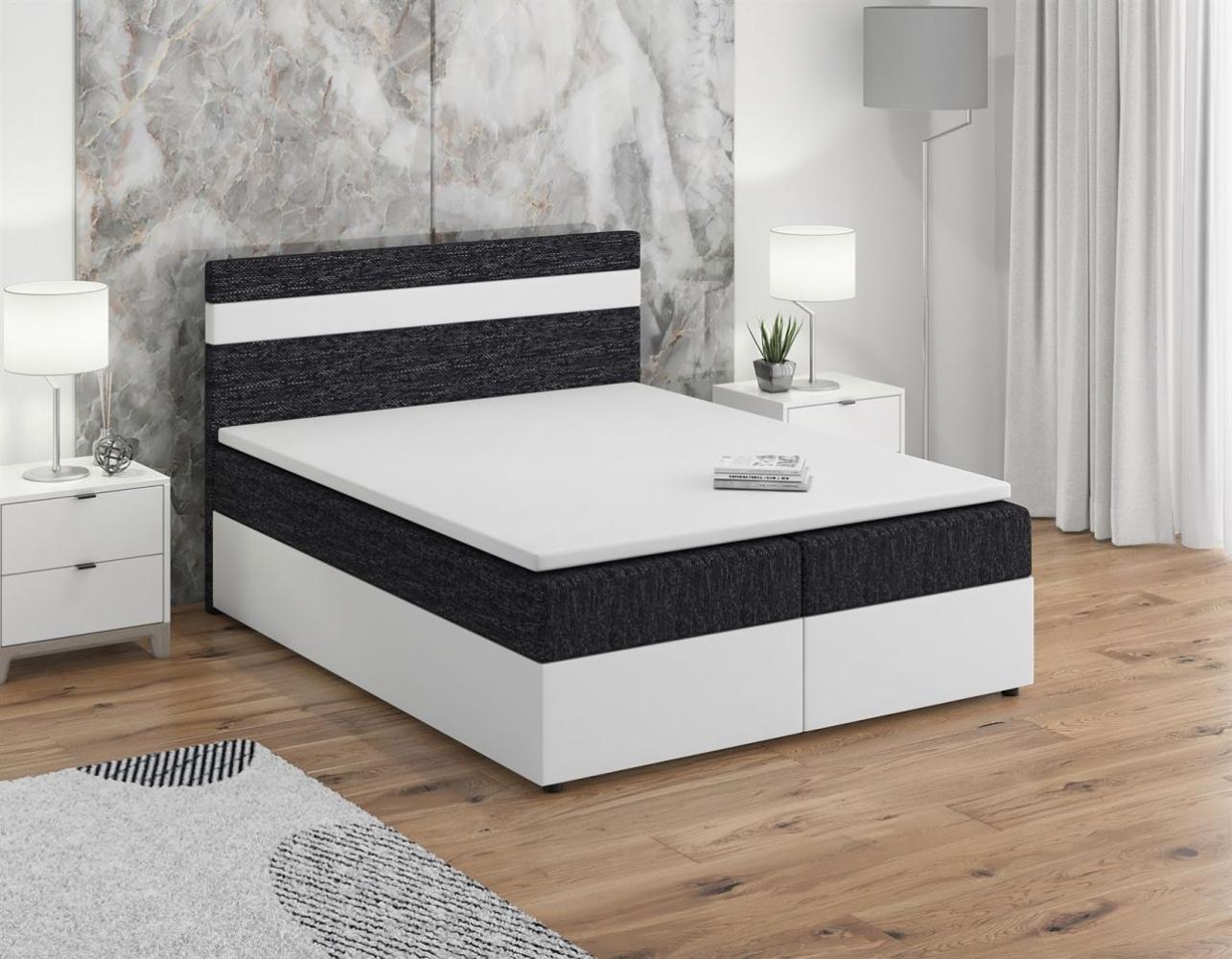 Boxspringbett INVERN 180x200cm Weiss-Schwarz Bild 1