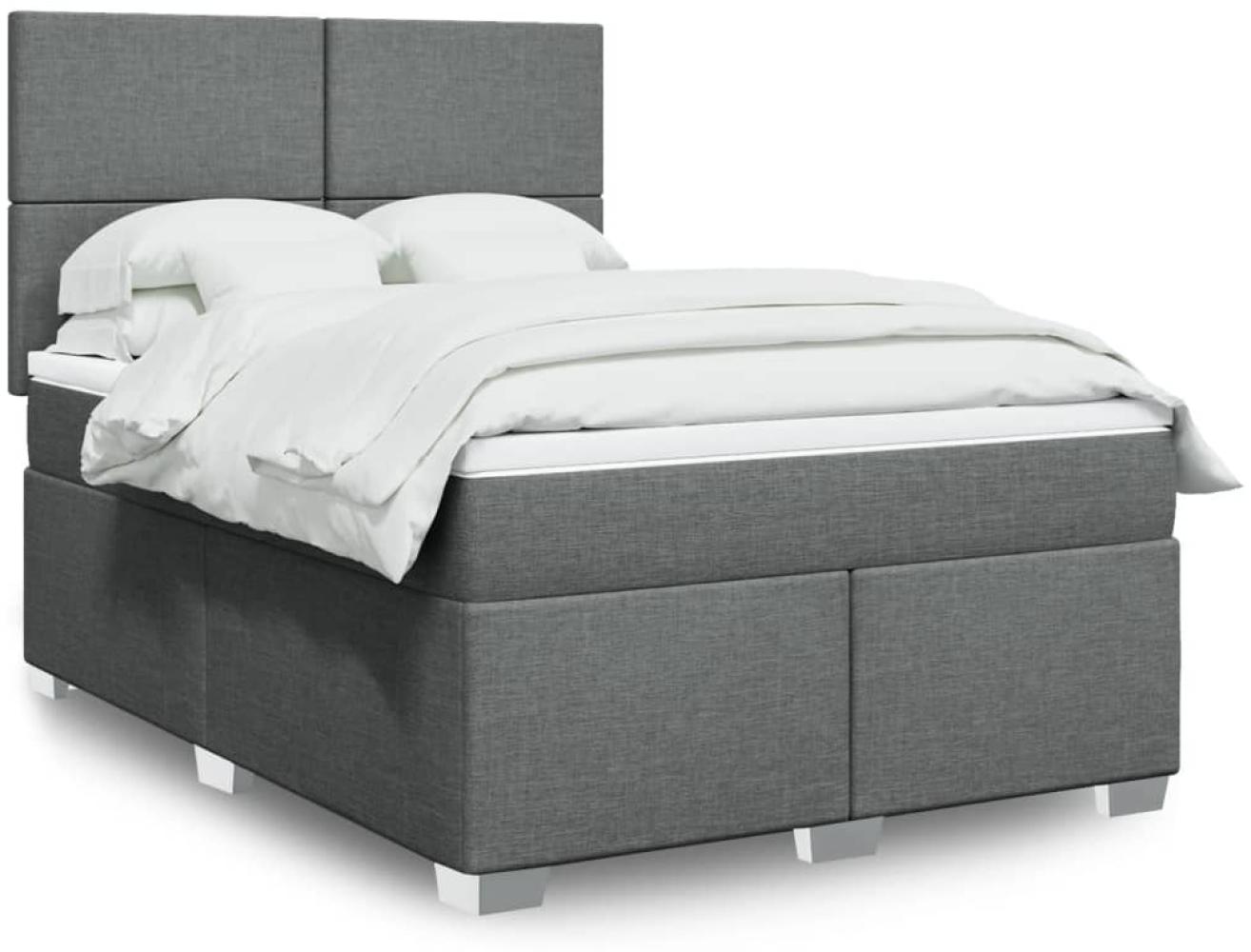 vidaXL Boxspringbett mit Matratze Dunkelgrau 140x190 cm Stoff 3292777 Bild 1