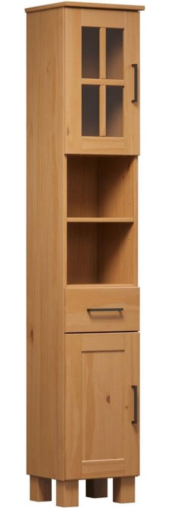 welltime Hochschrank Ulea (1-St) Badschrank aus Massivholz mit Schubkasten - Maße (B/T/H) 33/30/180 cm Bild 1