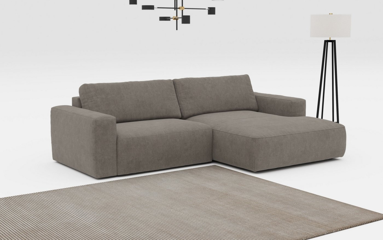 COTTA Ecksofa Lasso L-Form, mit breiter Recamiere im trendigen Cord oder angenehmen Strukturstoff Bild 1