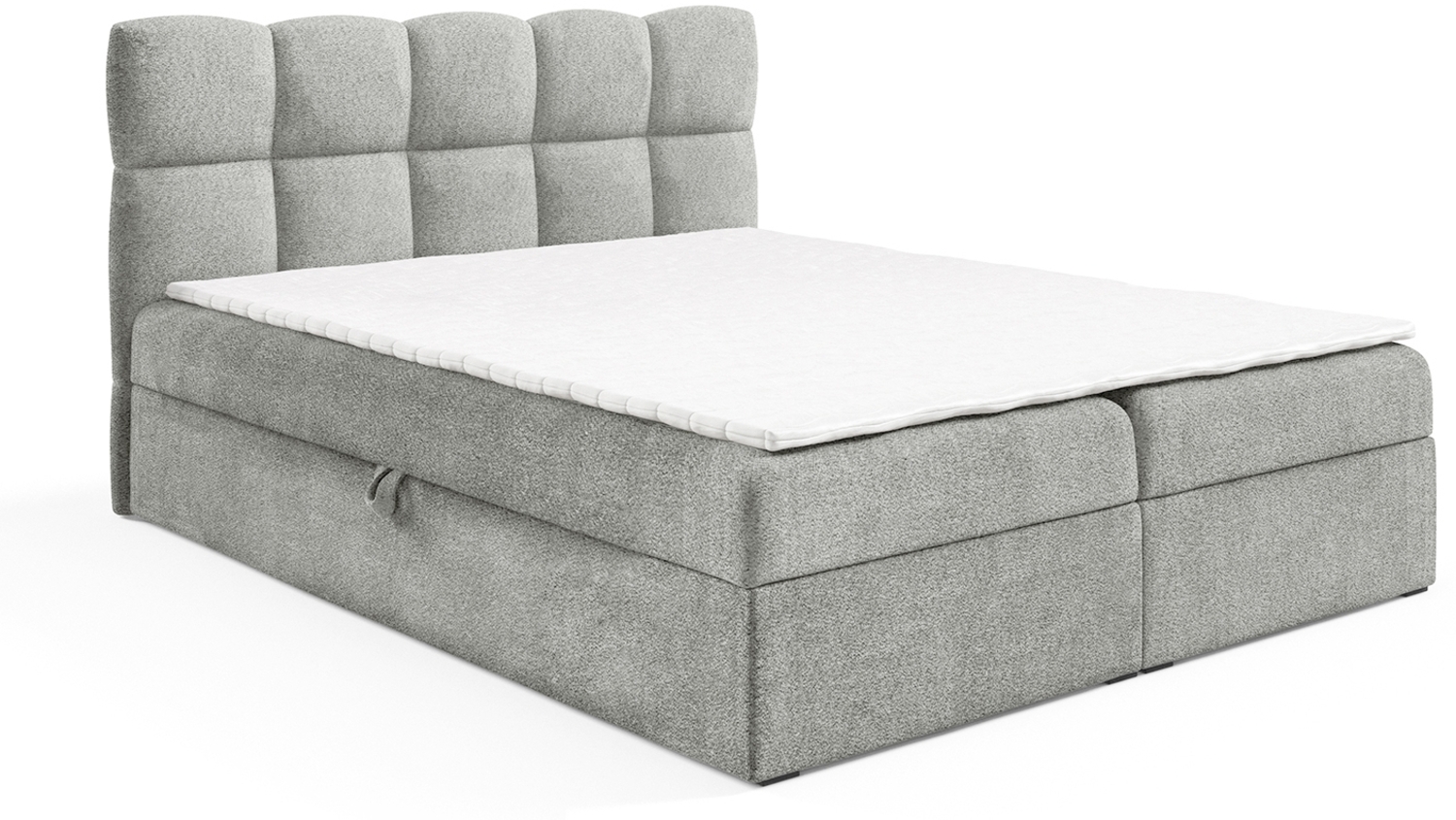 MEBLINI Boxspringbett NIKOLAS 140x200 cm mit Bettkasten – H3/Grau Boucle Polsterbett - Doppelbett mit Topper & Bonellfederkern-Matratze Bild 1