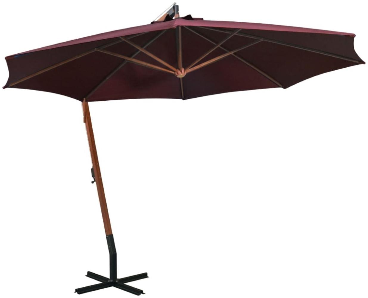 vidaXL Ampelschirm mit Mast Bordeauxrot 3,5x2,9 m Massivholz Tanne 313770 Bild 1