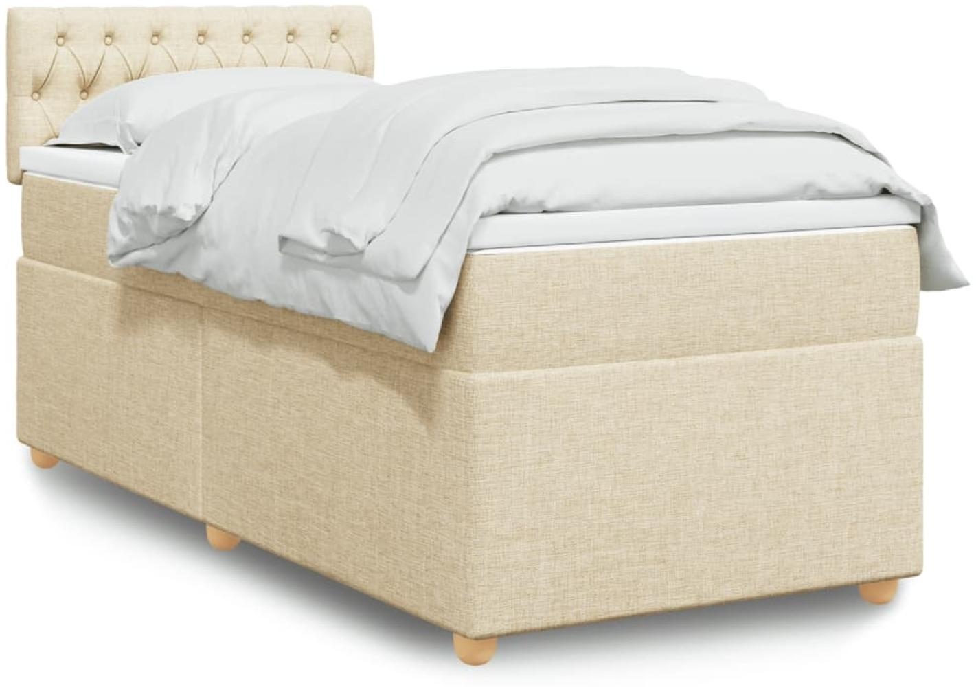 vidaXL Boxspringbett mit Matratze Creme 90x190 cm Stoff 3288847 Bild 1