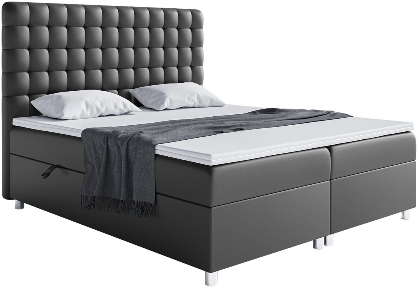 MEBLINI Boxspringbett ASTON 120x200 cm mit Bettkasten - H3/Schwarz Kunstleder Polsterbett - Doppelbett mit Topper & Taschenfederkern-Matratze Bild 1