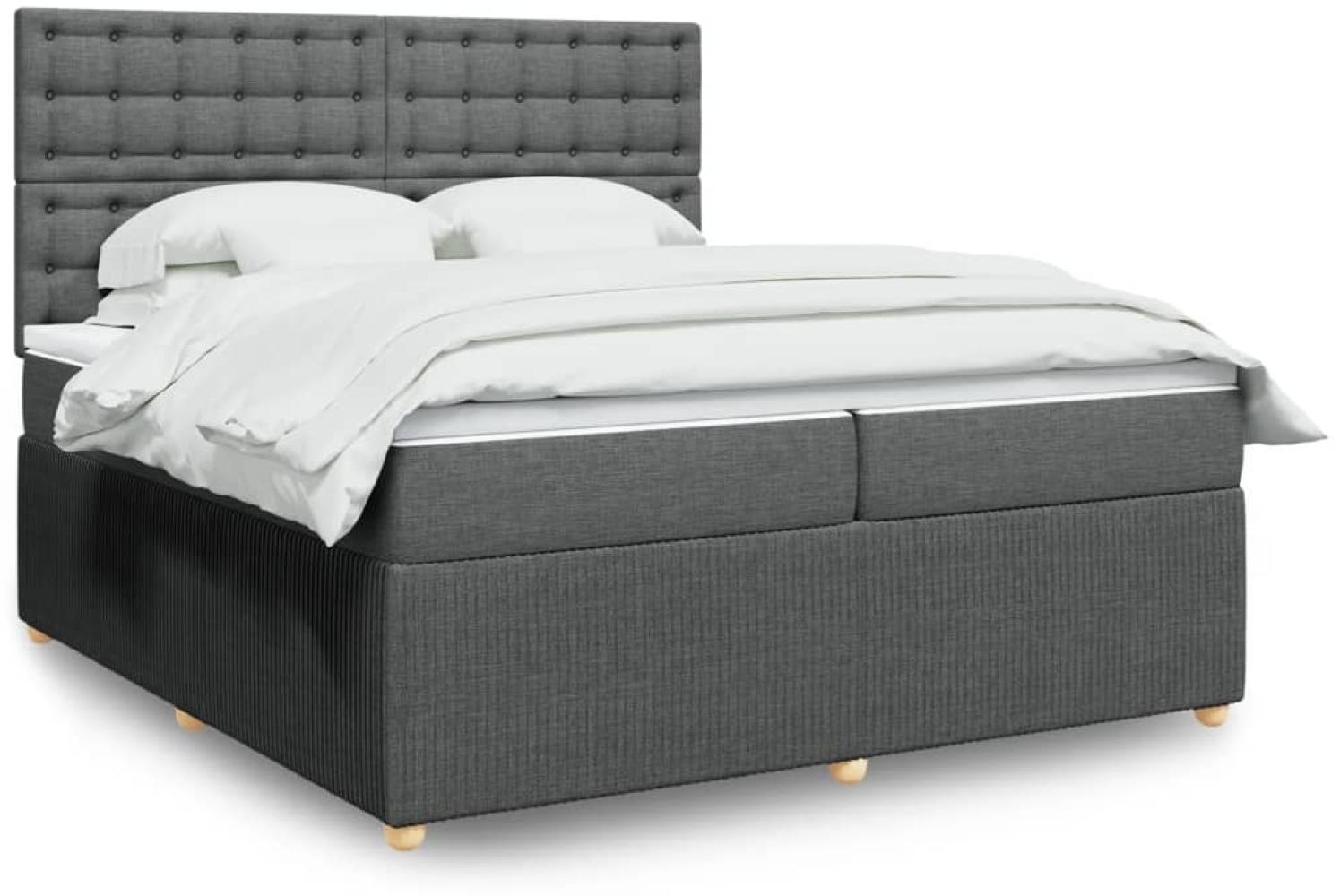 vidaXL Boxspringbett mit Matratze Dunkelgrau 200x200 cm Stoff 3294478 Bild 1