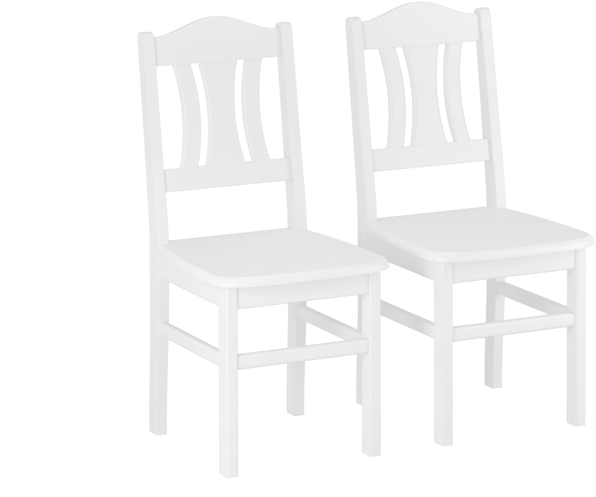 2er-Set Massivholzstuhl Kiefer weiß Bild 1