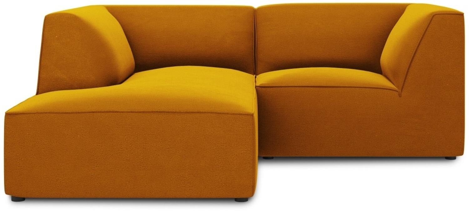 Micadoni 3-Sitzer Samtstoff Modular Ecke links Sofa Ruby | Bezug Yellow | Beinfarbe Black Plastic Bild 1