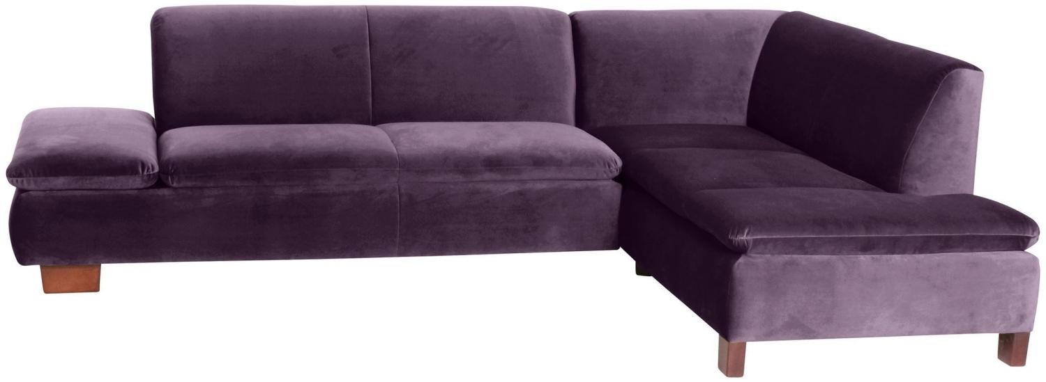 Ecksofa mit Ottomane rechts Kaye Bezug Samtvelours Buche nussbaum dunkel / purple 23081 Bild 1