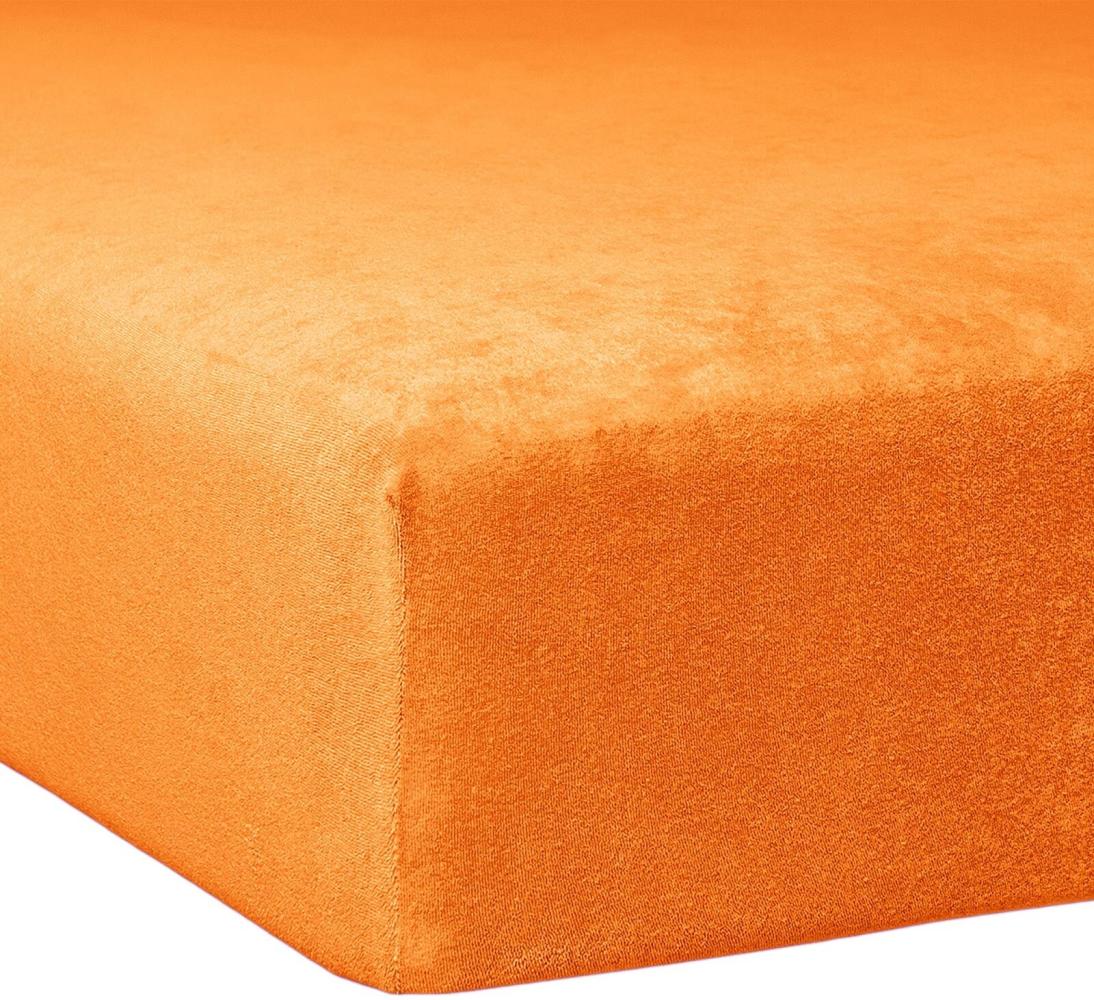 Traumschlaf Flausch Biber Spannbettlaken|140x200 cm - 160x200 cm| orange Bild 1