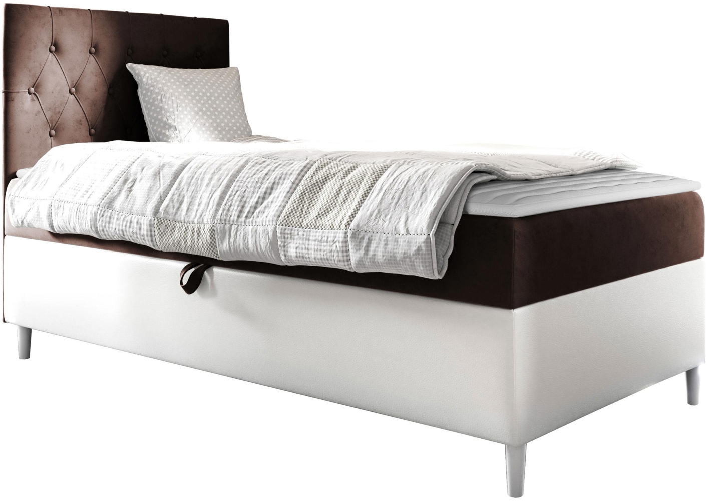 Boxspringbett 'Lenda Junior 1', braun, 90x200 cm, Links Bild 1