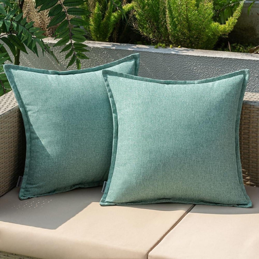 EMEMA Outdoor Kissenbezug wasserdicht 40x40 cm Deko Polyster Cyan 2er Set Bild 1