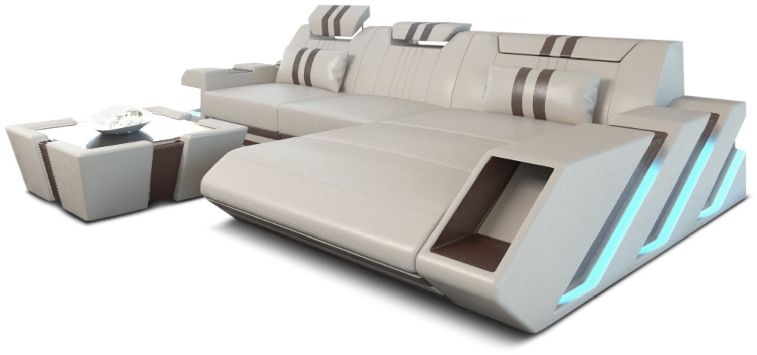 Sofa Dreams 'Apollonia' Ecksofa, 77 x 190 x 295 cm, Dunkelbraun / Weiß, Büffelleder, Rechts Bild 1