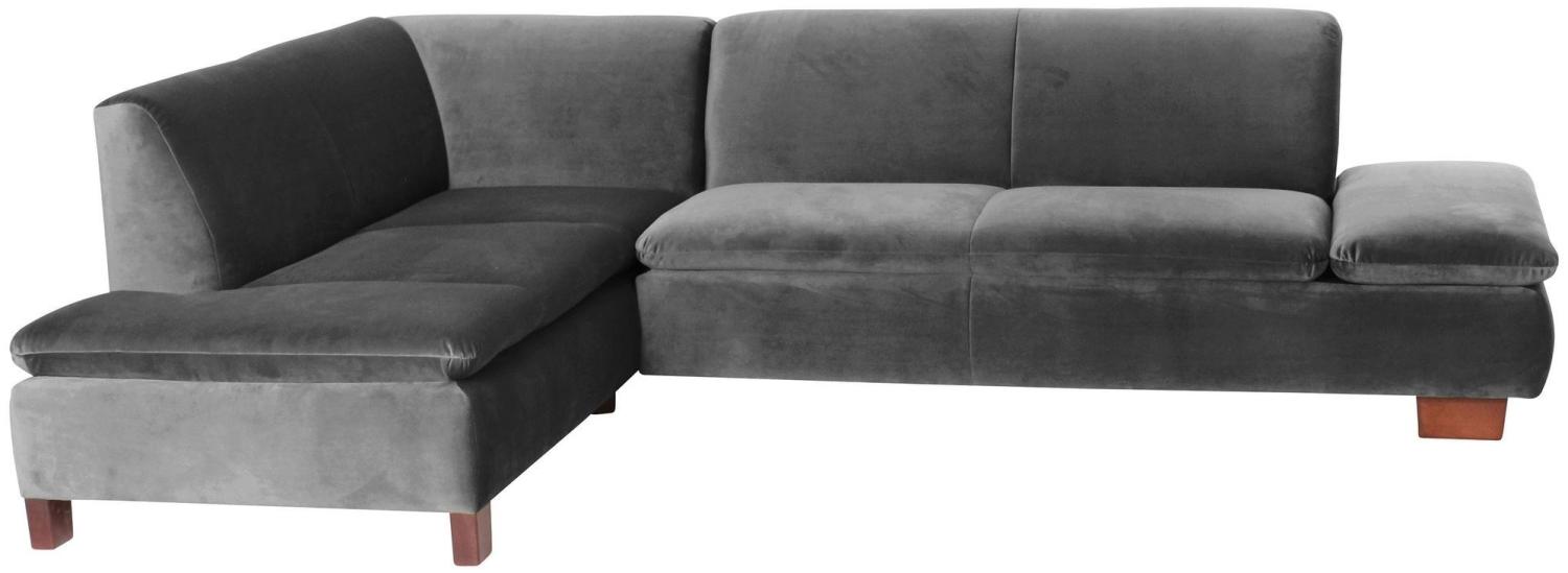 Ecksofa mit Ottomane links Kaye Bezug Samtvelours Buche nussbaum dunkel / anthrazit 23088 Bild 1