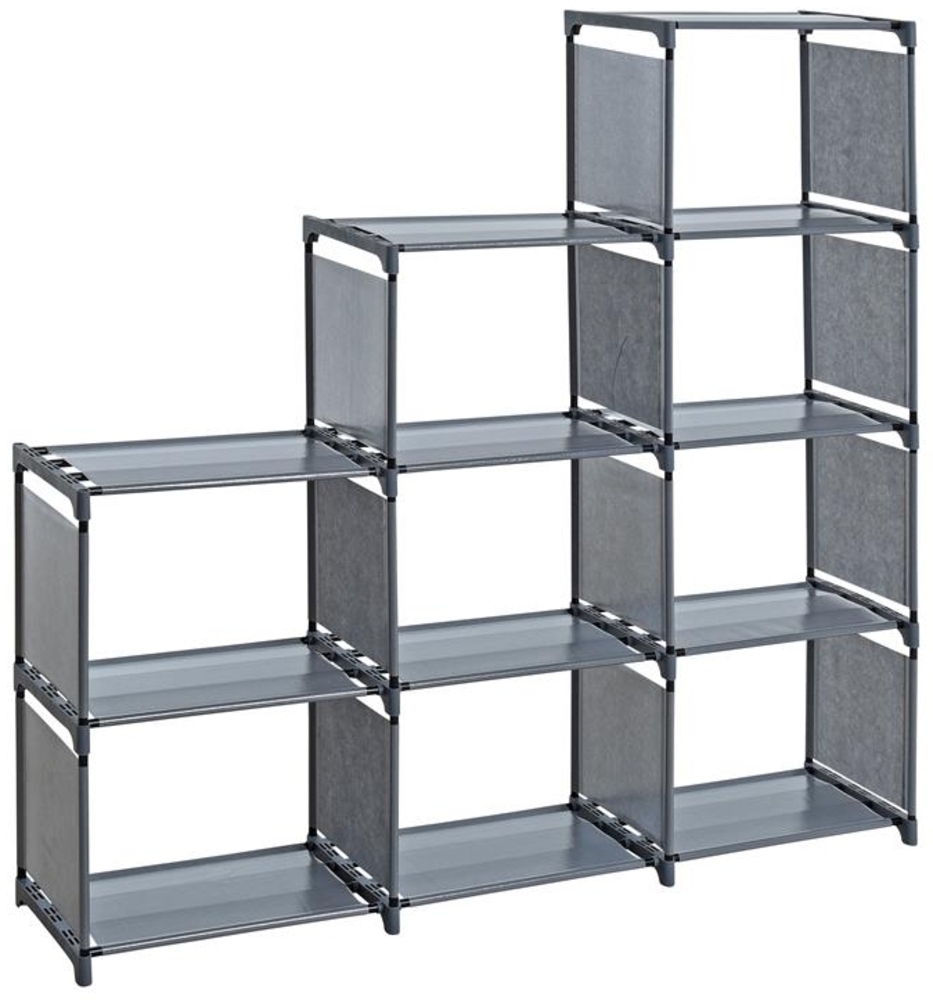 Bücherregal Standregal Stufenregal Treppenregal Regal Wandregal 9 Fächer Grau Bild 1