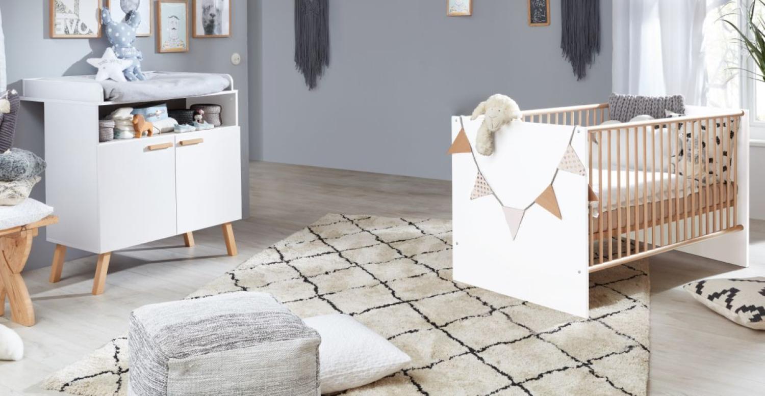 Trendteam 'Mats' 2-tlg. Babyzimmer-Set, weiß, aus Bett 70x140 und Wickelkommode Bild 1