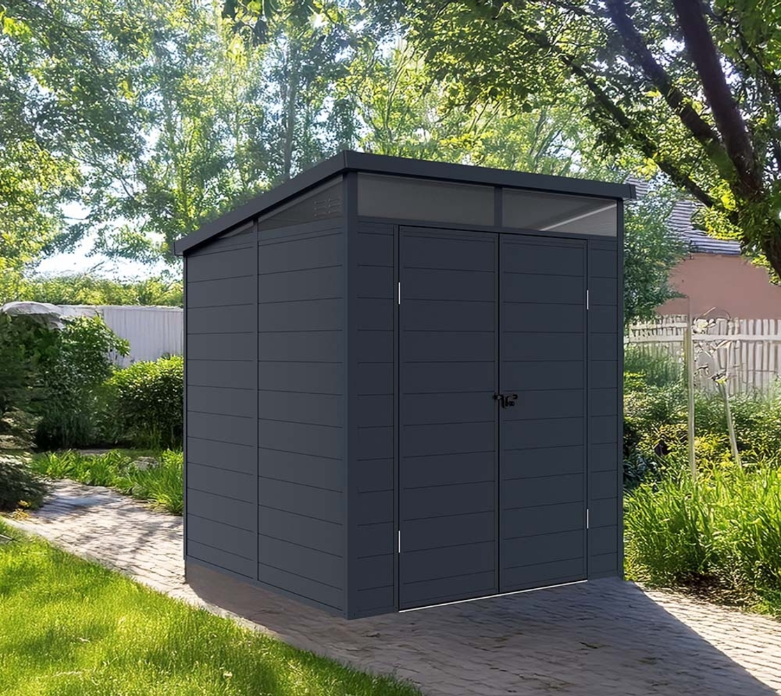 Westmann Kunststoff Gerätehaus Topia M | mit Pultdach | Anthrazit | 2x2 m Bild 1