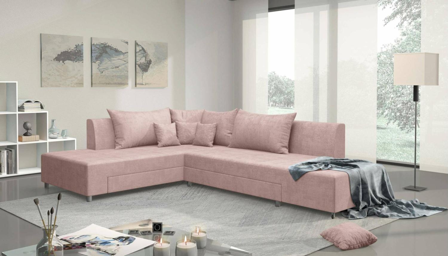 Stylefy Livia Ecksofa Rosa Velours Bild 1