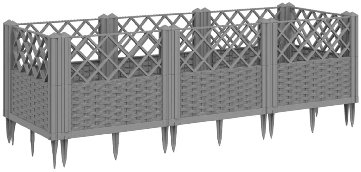 vidaXL Pflanzkasten mit Erdspießen Hellgrau 123,5x43,5x43,5 cm PP 368018 Bild 1