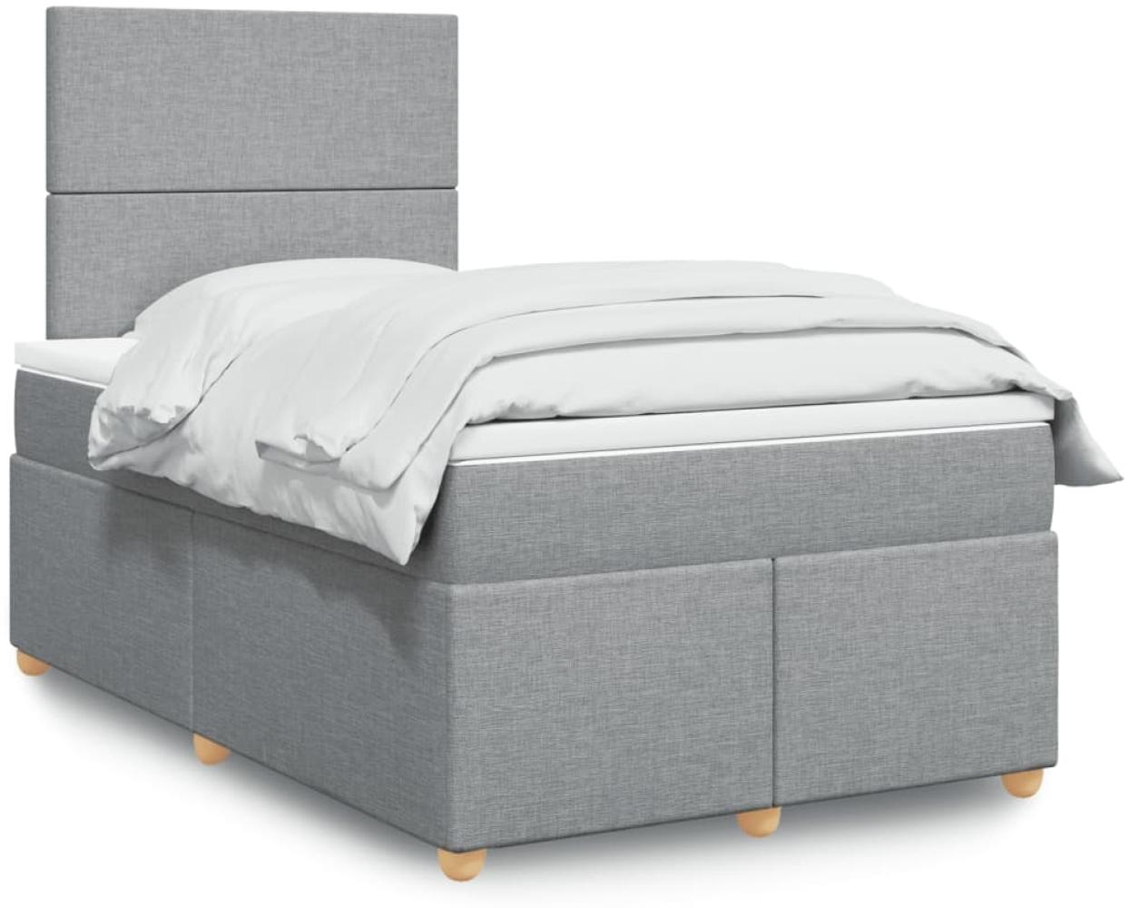 vidaXL Boxspringbett mit Matratze Hellgrau 120x190 cm Stoff 3293512 Bild 1