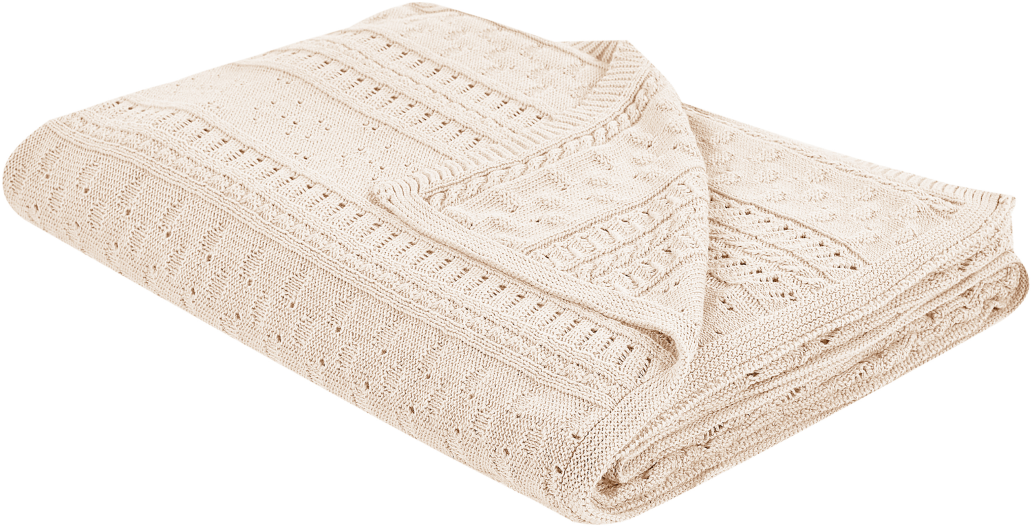 Tagesdecke DAULET Baumwolle 150 x 200 cm Helles Beige Bild 1