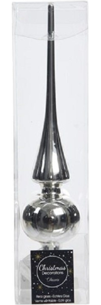 Kaemingk Christbaumspitze Christbaumschmuck Christbaumspitze Glas Ø 6 x 26 cm silber glänzend Bild 1