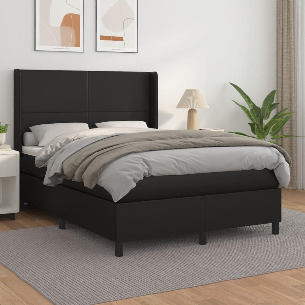 vidaXL Boxspringbett mit Matratze Schwarz 140x190 cm Kunstleder 3132375 Bild 1