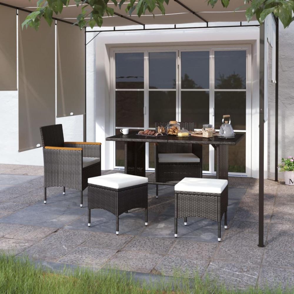 vidaXL 4-tlg. Gartenstuhl und Hocker Set Poly Rattan Schwarz 310614 Bild 1