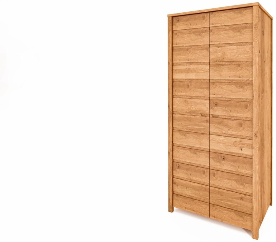 Kleiderschrank Tinci aus Wildeiche massiv 100x60x212 mit 2 Türen und Holzbeinen Bild 1