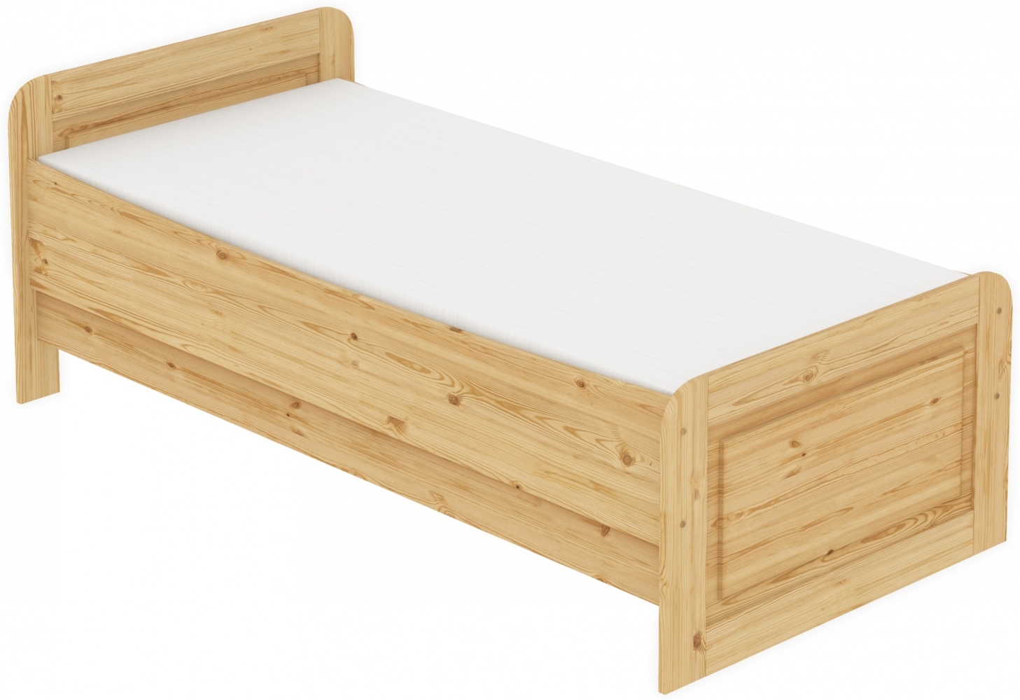 Seniorenbett extra hoch 90x200 Einzelbett mit Rollrost + Matratze Massivholz Kiefer Bett 60.42-09 M Bild 1