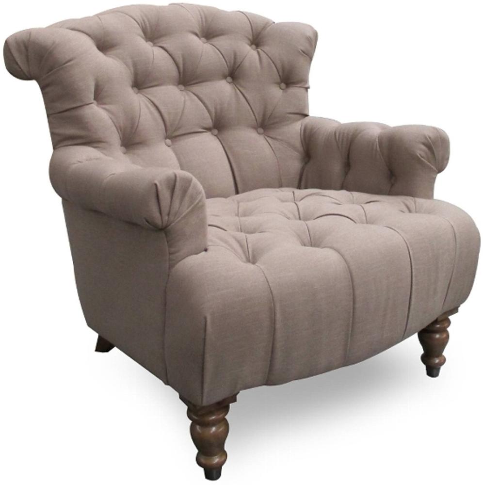 Casa Padrino Chesterfield Lounge Sessel Taupe 105 x 90 x H. 96 cm - Luxus Wohnzimmer Sessel Bild 1